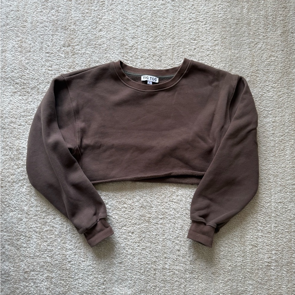 Garage Brown Cropped Sweatshirt